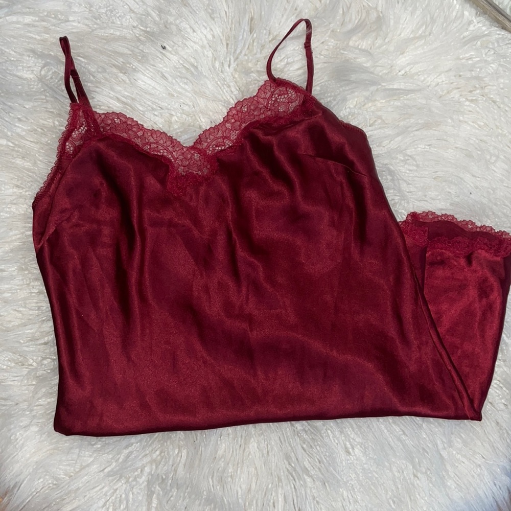 VS satin deep red dress